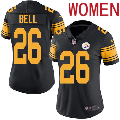 Women Pittsburgh Steelers #26 LeVeon Bell Nike Black Vapor Limited Rush NFL Jersey->women nfl jersey->Women Jersey